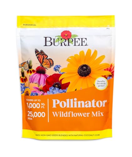 Burpee Wildflower 25,000 Bulk, 1 Bag, 18 Varieties of Non-Gmo Flower Seeds Pollinator Garden, Pollinator Mix