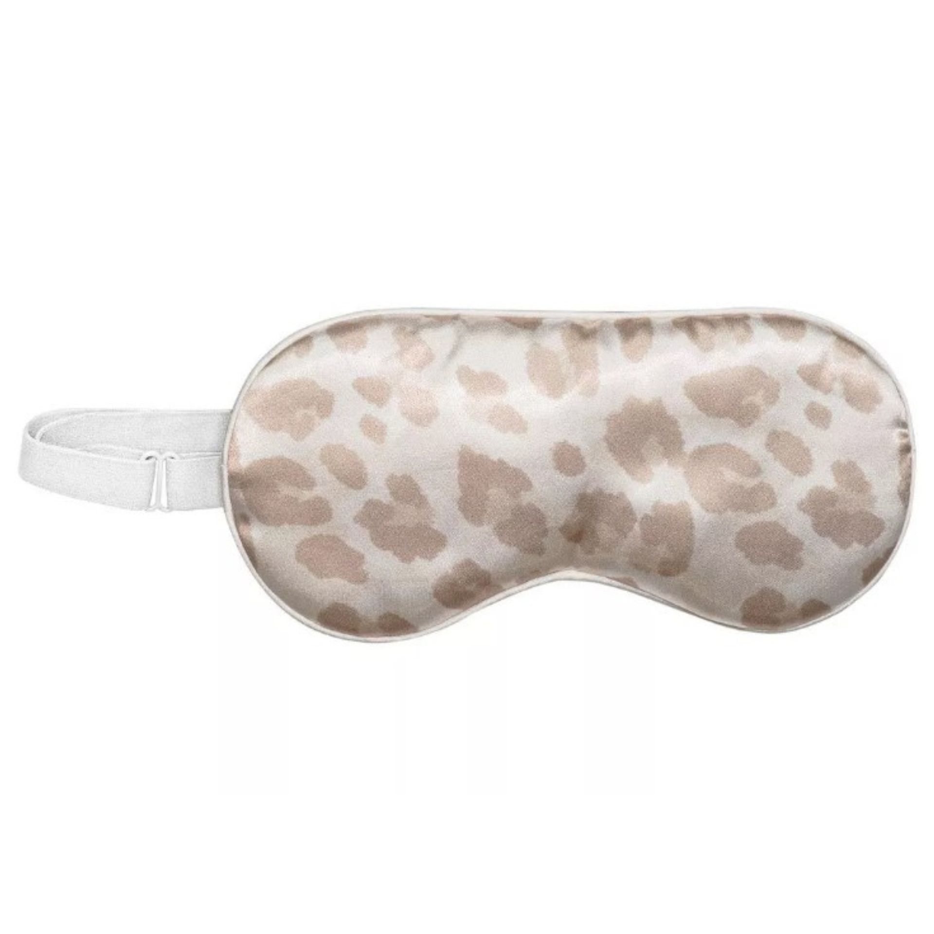 Masker tidur satin bermotif macan tutul dengan latar belakang putih