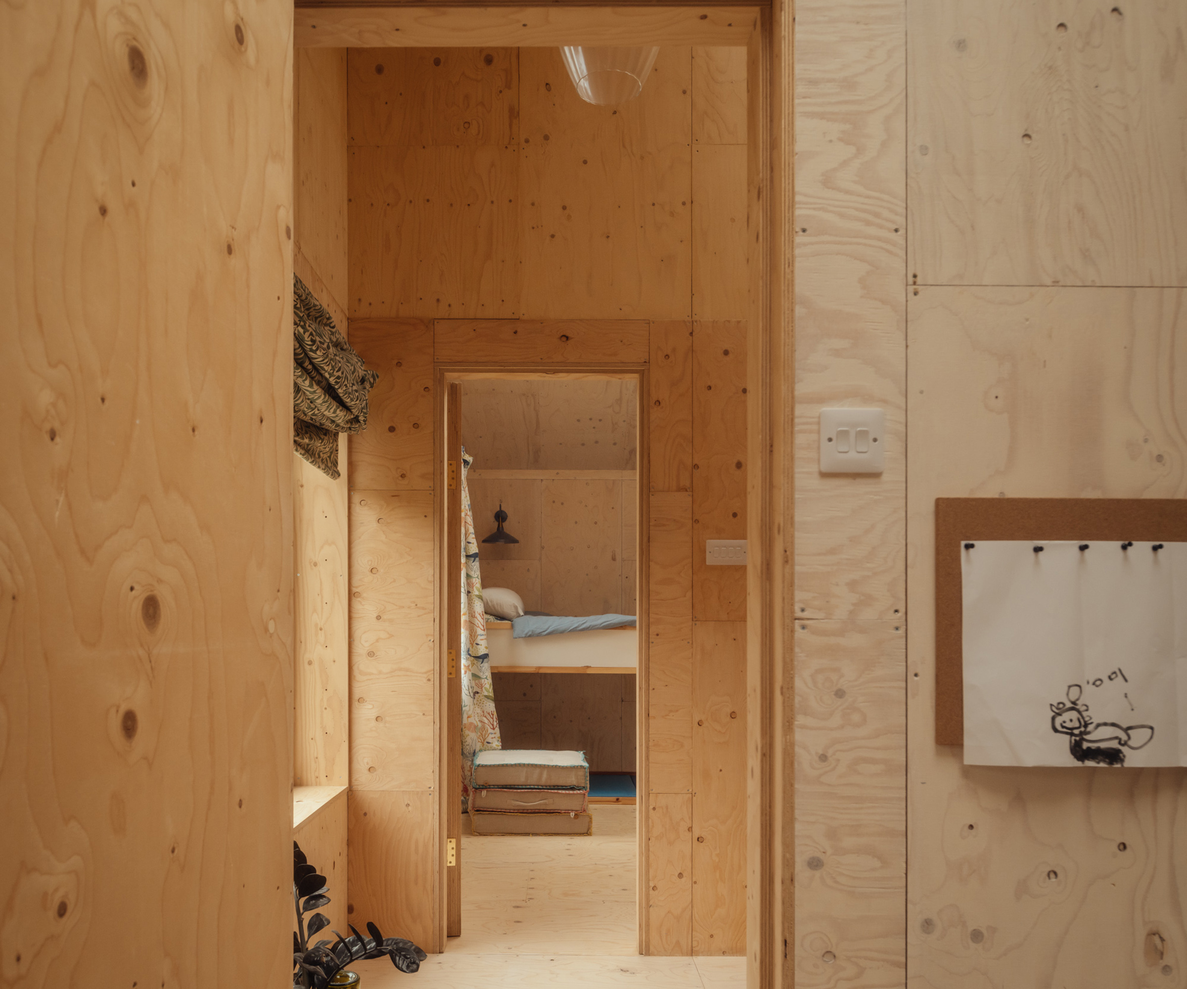 A modular extension with exposed wood
