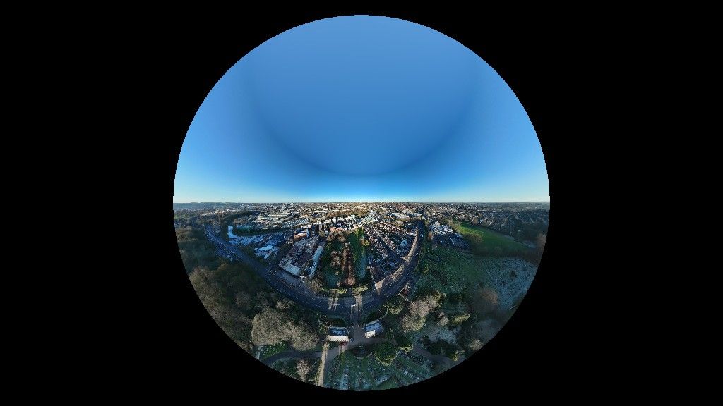 A photo of a city taken on a DJI Flip drone