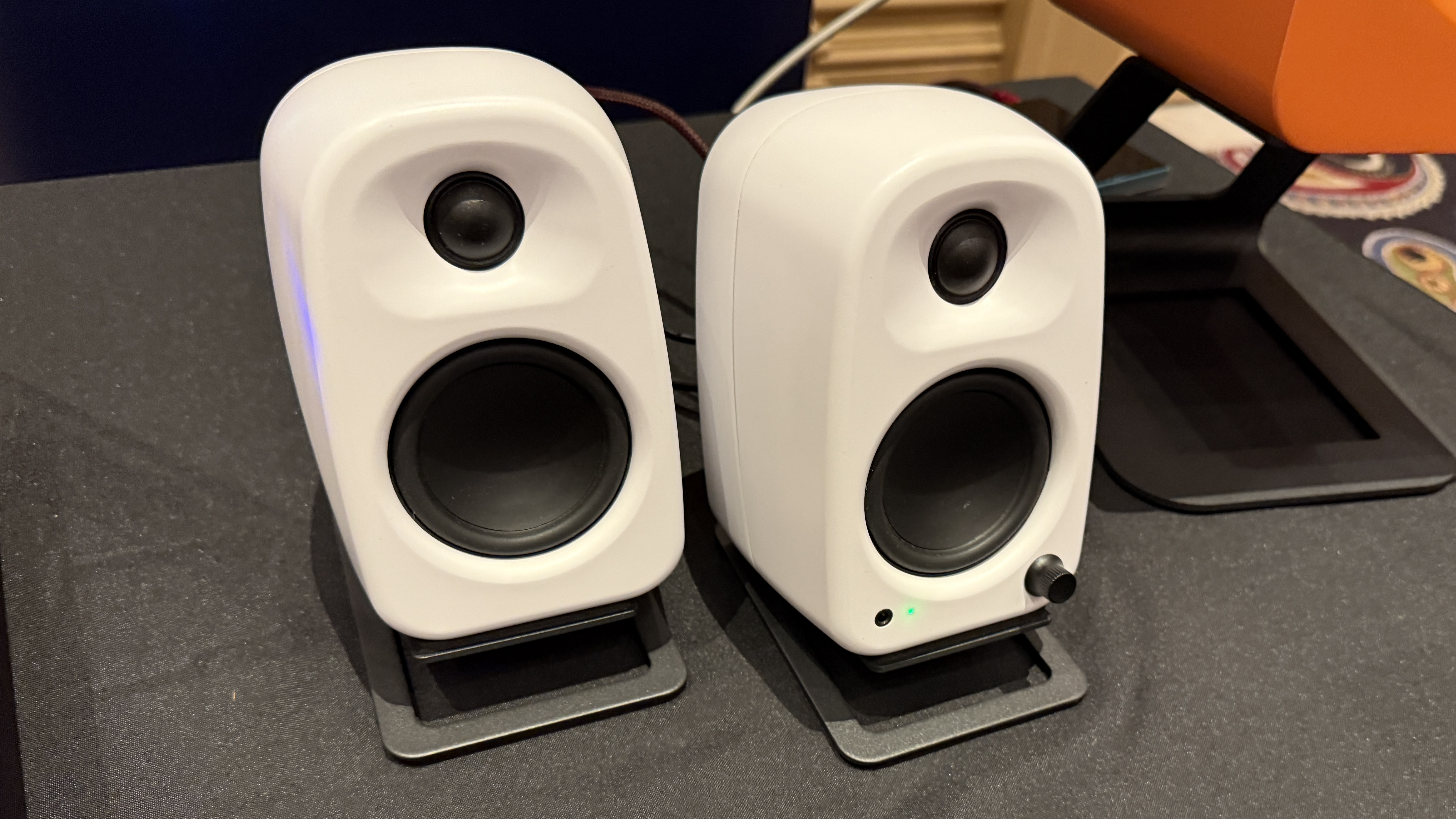 Kanto UKI speakers in white at the CES 2025 trade show