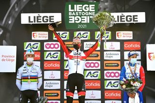 Liège-Bastogne-Liège 2021: Tadej Pogačar celebrates the win