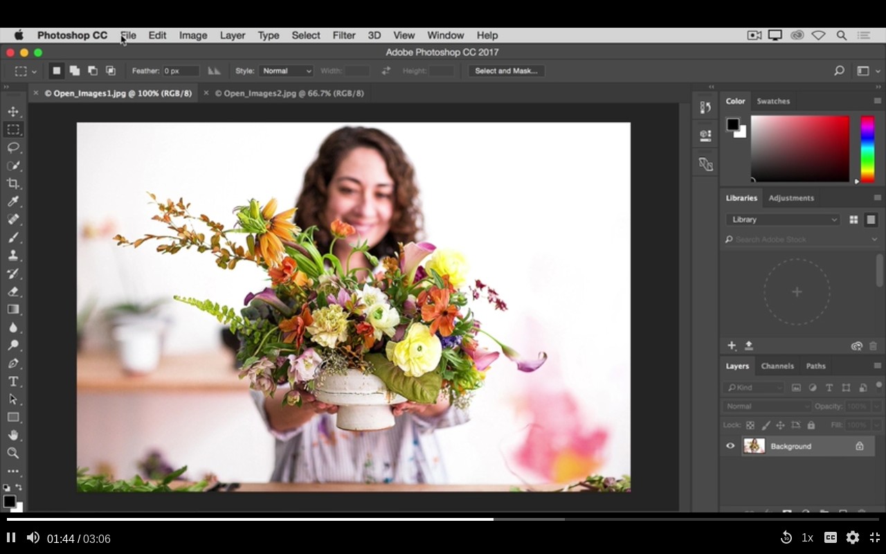 Photoshop tutorials: woman holding flowers