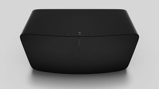 Sonos Five in black on white background, viewed from above