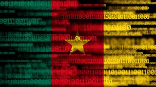 Flag of Cameroon on binary code