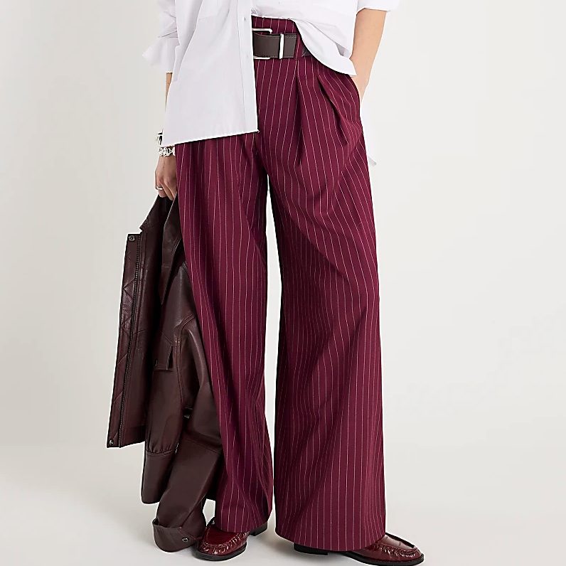 River Island, Red Pinstripe Ultra High Waist Trousers
