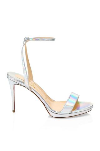 Loubi Queen Iridescent Leather Ankle-Strap Sandals