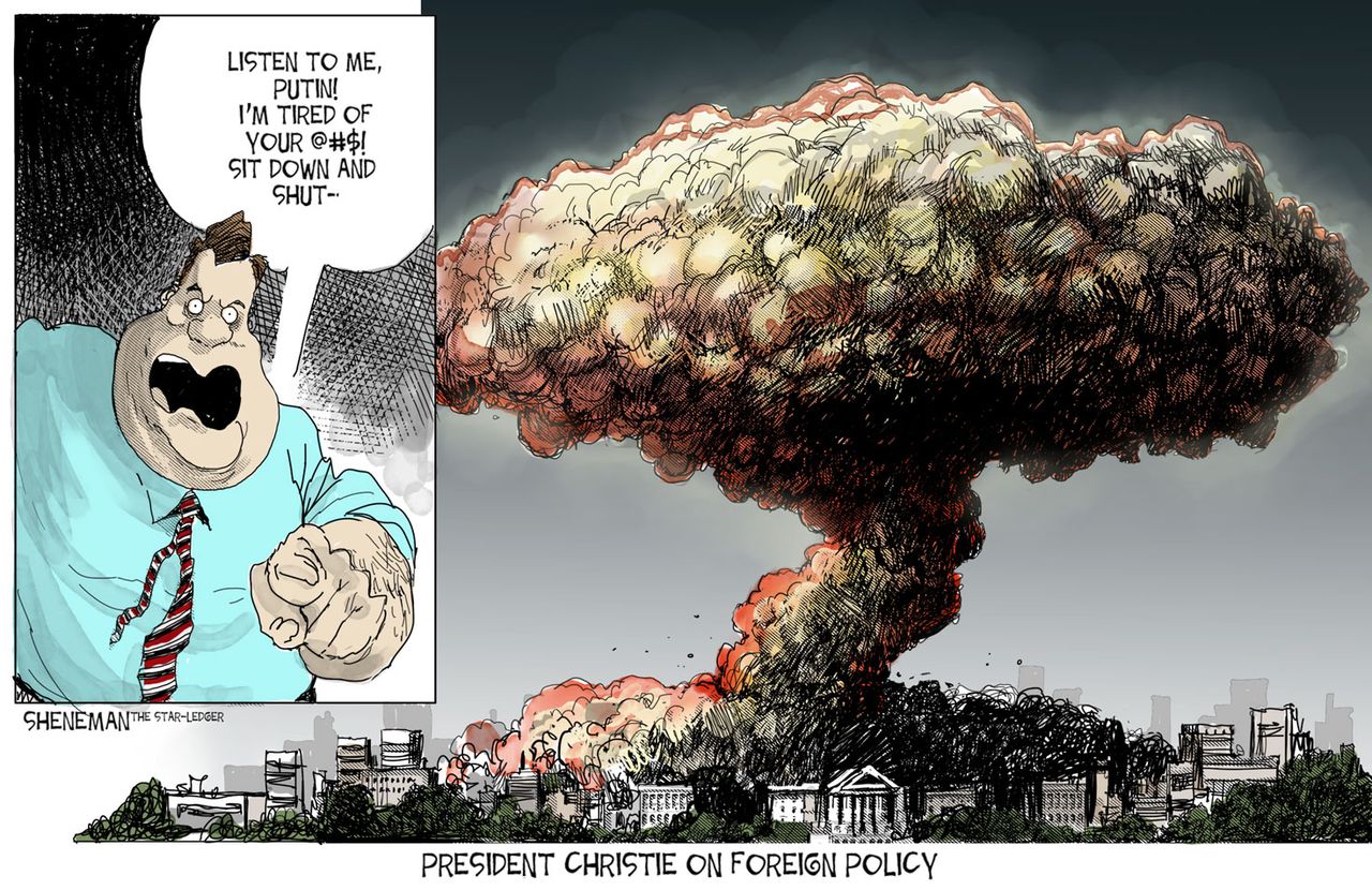 Political cartoon U.S. Chris Christie Foreign Policy