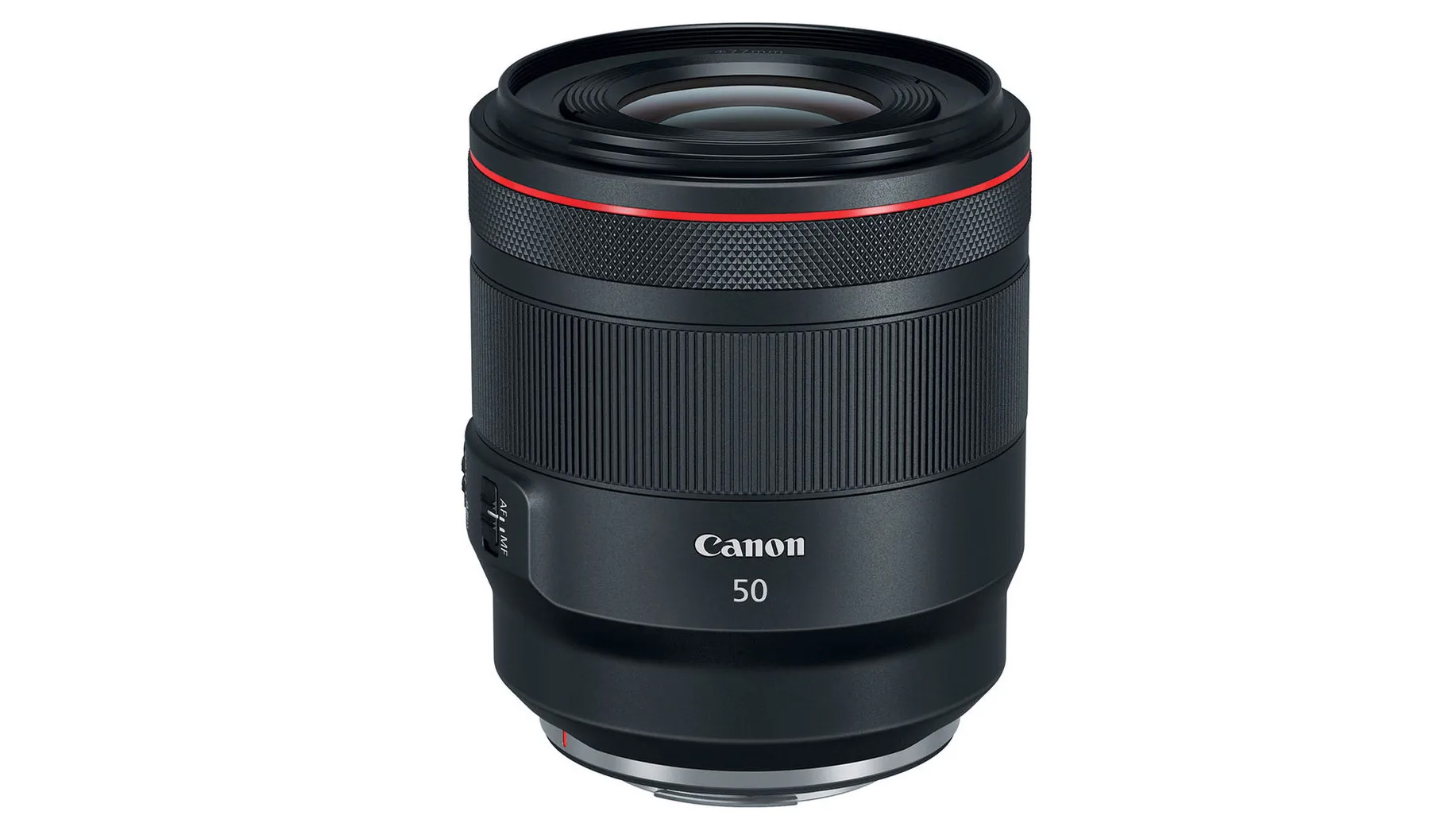 Canon RF 50mm f/1.2L USM on a white background