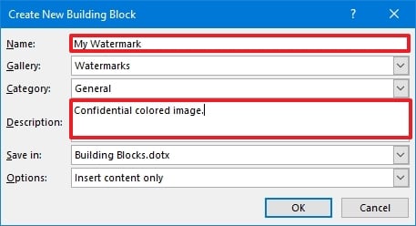 Microsoft Word save watermark