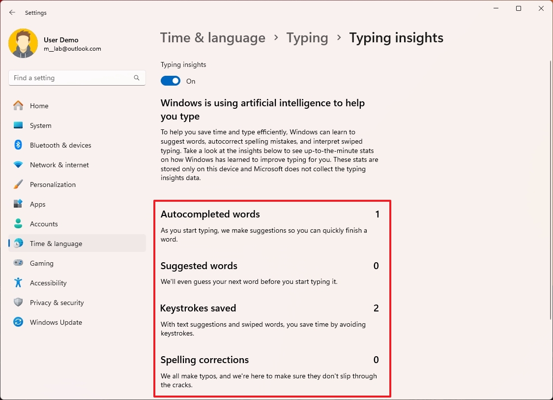 Typing insights overview