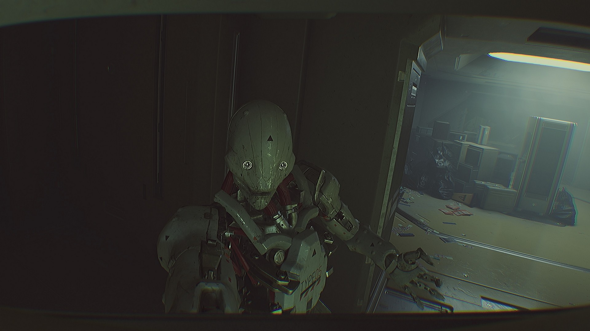 A scary robot holds us by the neck in Routine