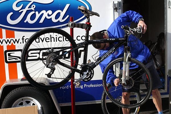 Lots of bike adjusting