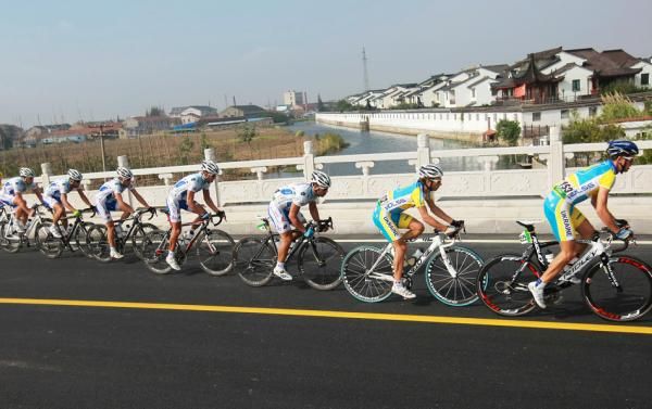 Ukraine riders set tempo in the peloton.