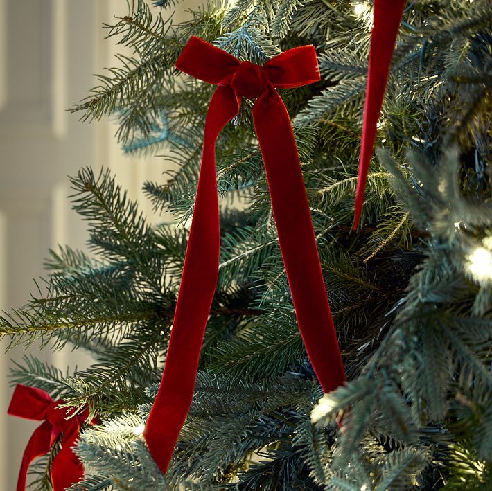 Red Velvet Clip-On Bow Ornaments (set of 6)