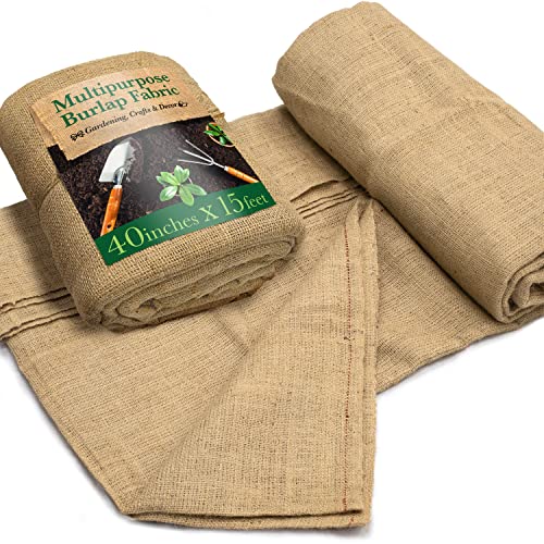 Burloptuous 40 X 15 Ft Multipurpose Gardening Burlap Fabric Roll