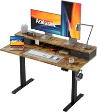 Agilestic  standing desk with monitor shelf and two drawers