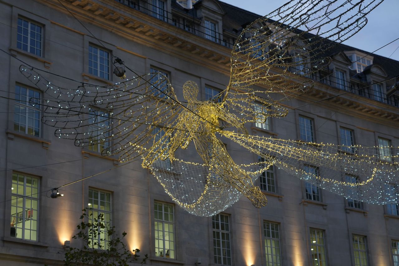 Christmas lights above Regents Street in London