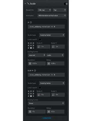 These settings will apply our animation to the FAB