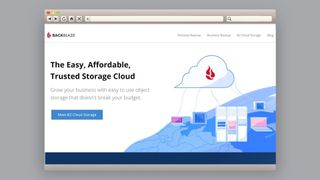 Backblaze homepage featuring cartoon of a cloud