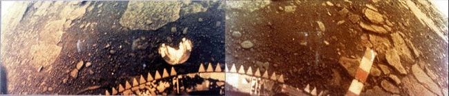 Panoramic view from the Venera 13 lander, from Venus, in 1982