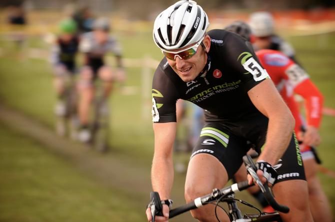 Ryan Trebon (CANNONDALE) leads the second group as he attempts to bridge up to the leaders.