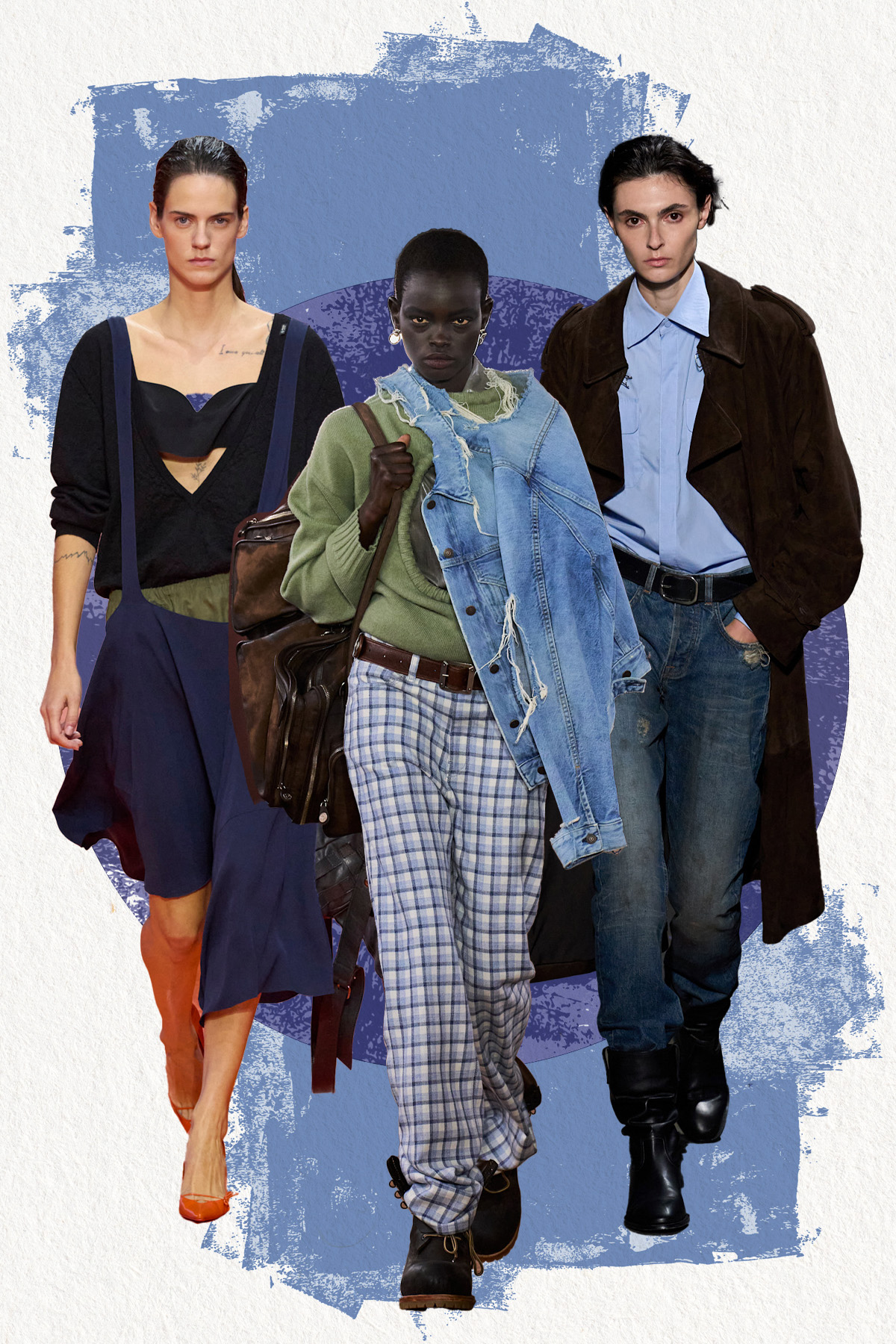 Messy girl fashion references from the Prada, Acne, and Aaron Eash SS26 shows