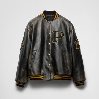 Leather Bomber Jacket With Patch