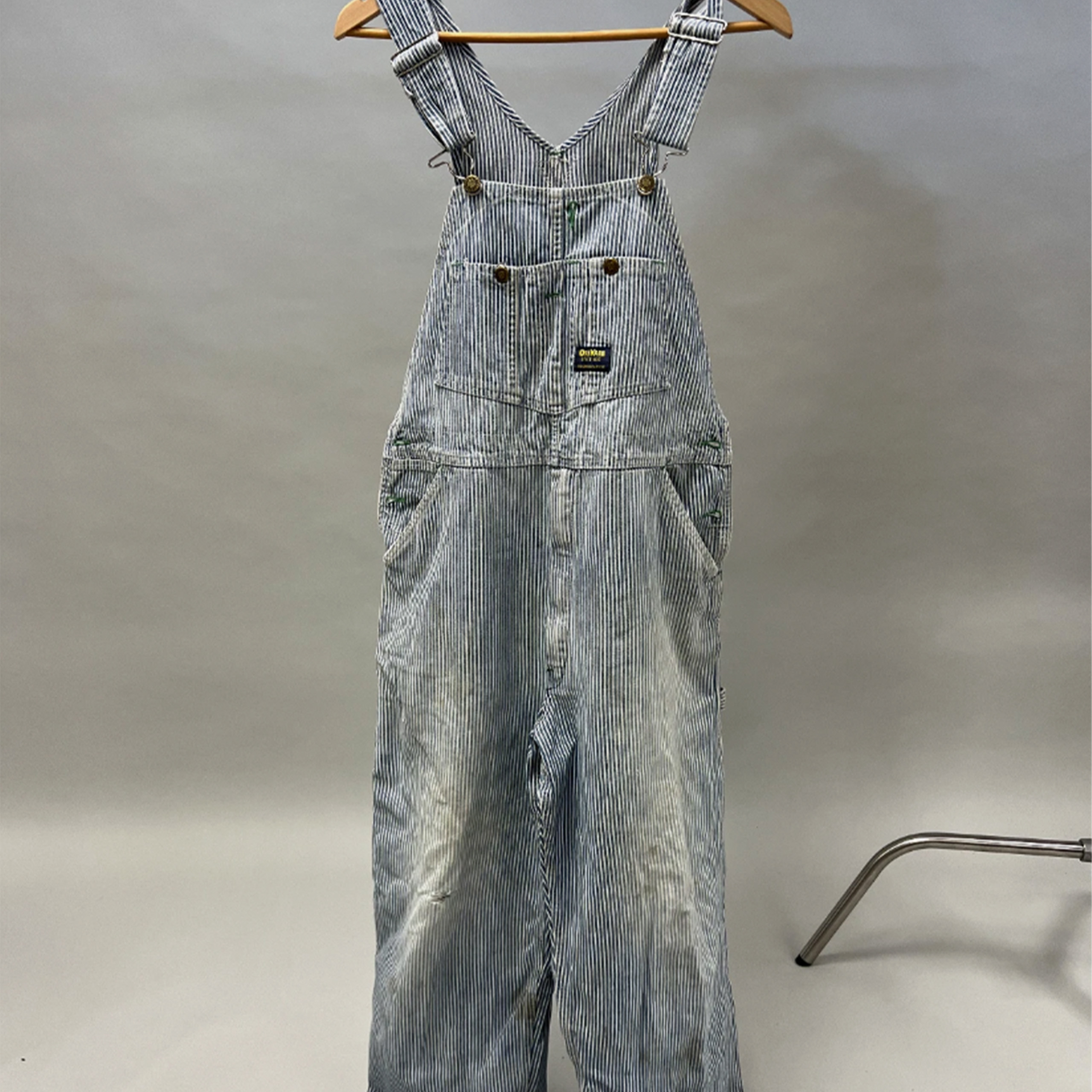 Vintage Osh Kosh Overalls Hickory Stripe Size Painter Sanforized Vestbak 36x30