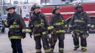 Chief Pascal on the scene with Stella and Herrmann in Chicago Fire Season 14x12