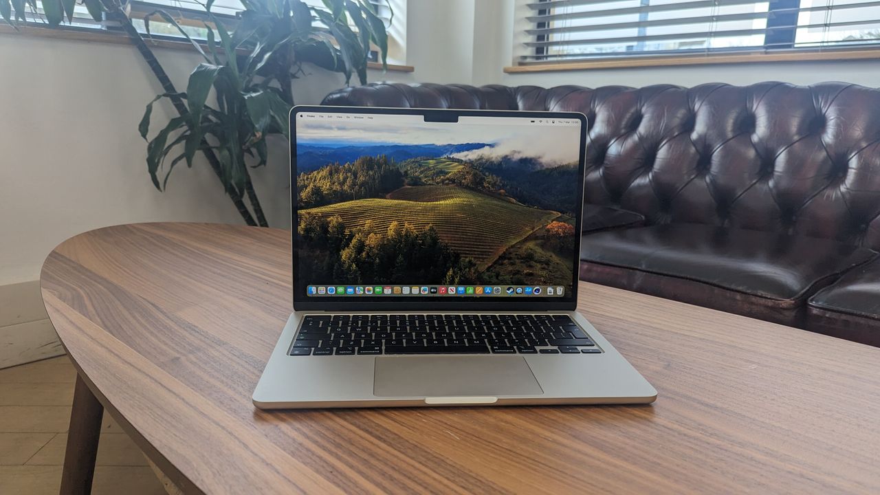 New MacBook Air 13-inch with M3 being used in a cafe