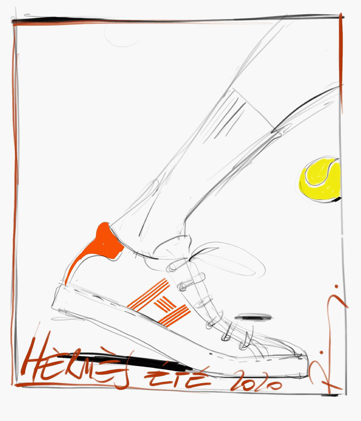  Hermès Avantage sneaker sketch by Pierre Hardy