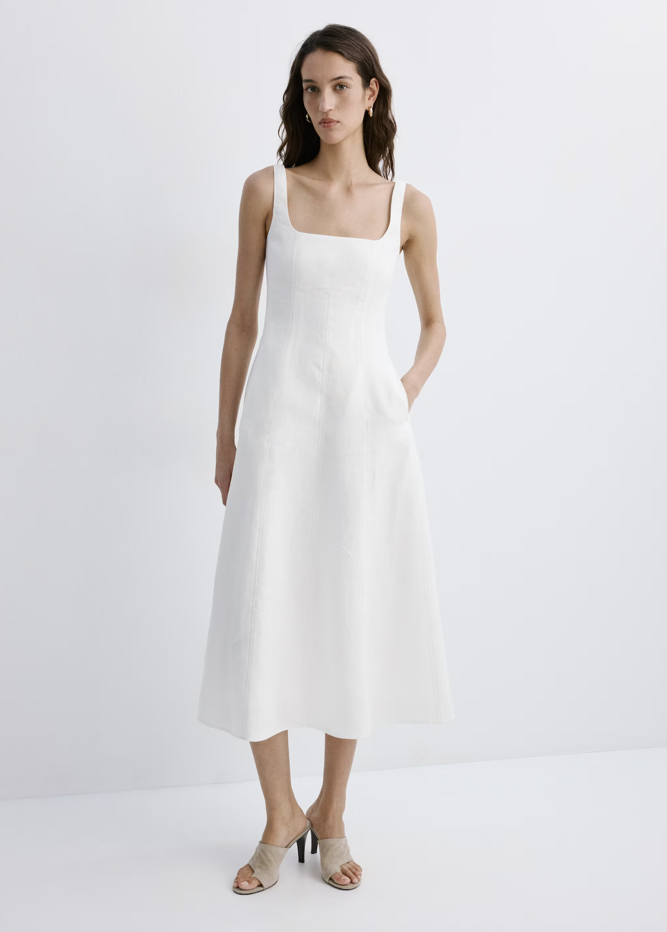 MANGO, A-Line Linen Dress - Women | Mango United Kingdom