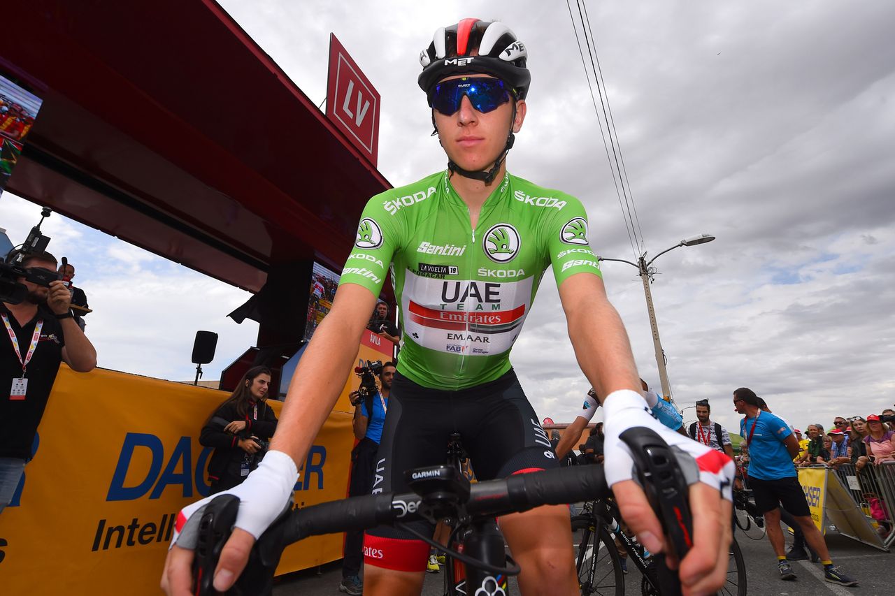 Tadej Pogacar (UAE Team Emirates) at the start of stage 19