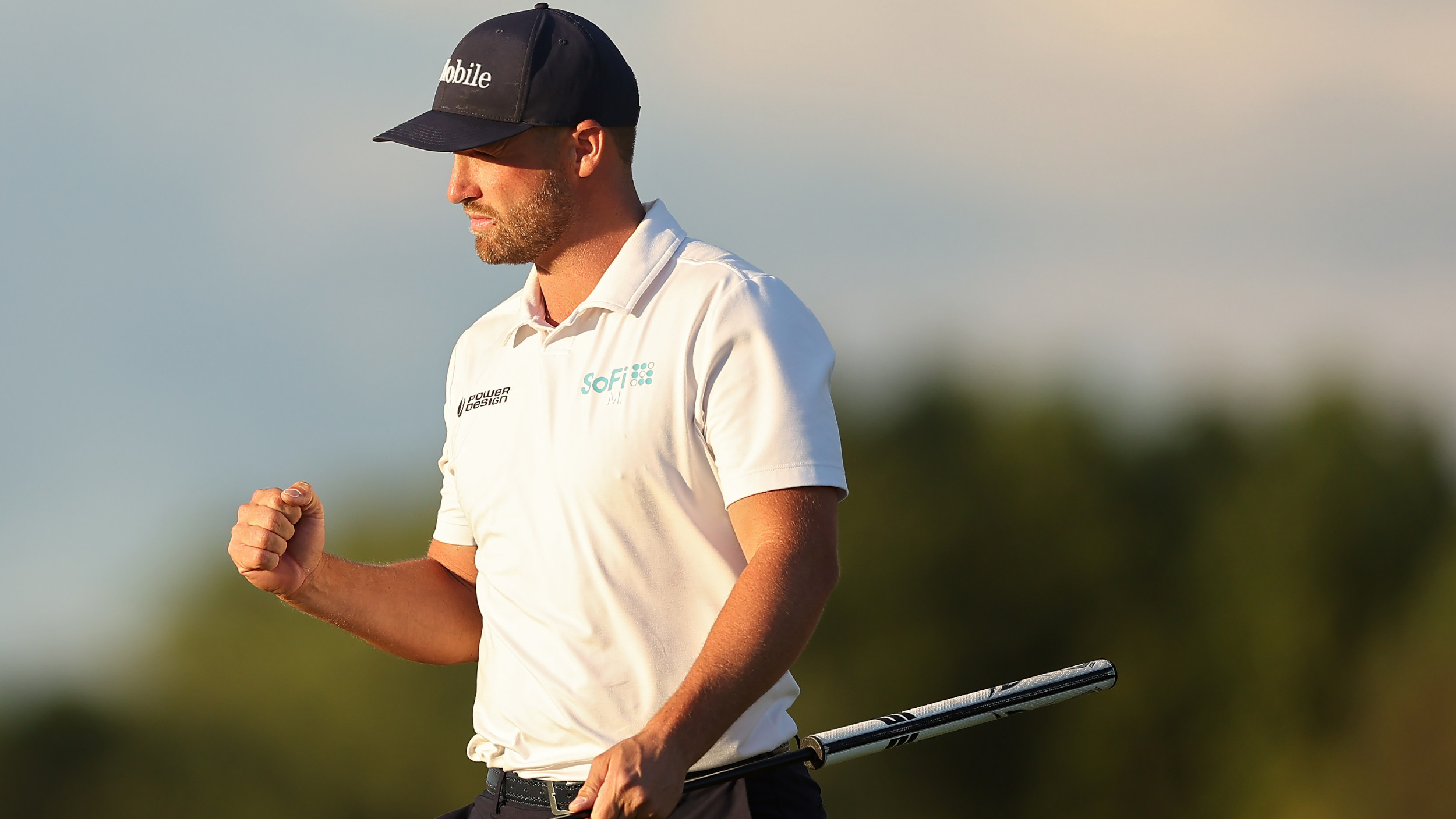 Wyndham Clark celebrates on day three of the US Open 2026