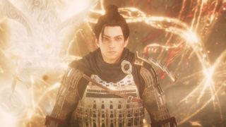 Nioh 3 warrior with gold light dragon