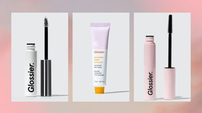 Glossier's Boy Brow, Lavender Balm Dotcom and Lash Slick in a My Imperfect Life template