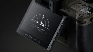 The exclusive startup screen on the Hasselblad X2D 100C Earth Explorer Edition camera