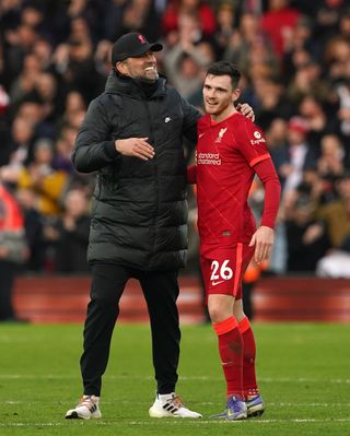 Andy Robertson with Liverpool manager Jurgen Klopp