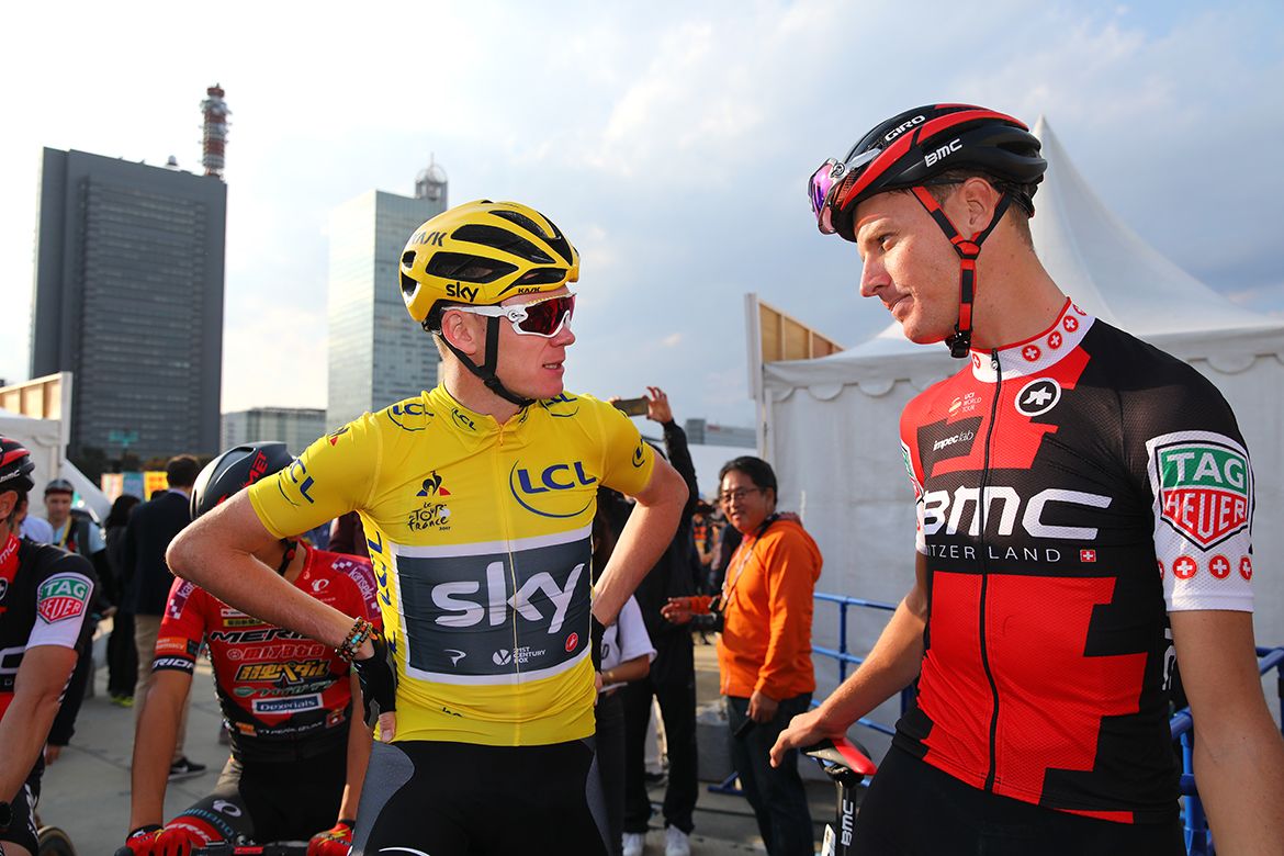 Chris Froome and Michael Schar (BMC) at the Saitama Criterium.