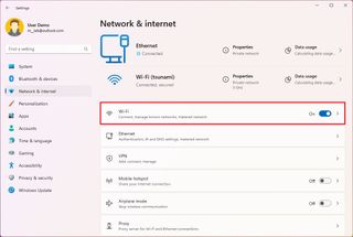 Open Wi-Fi settings on Windows 11
