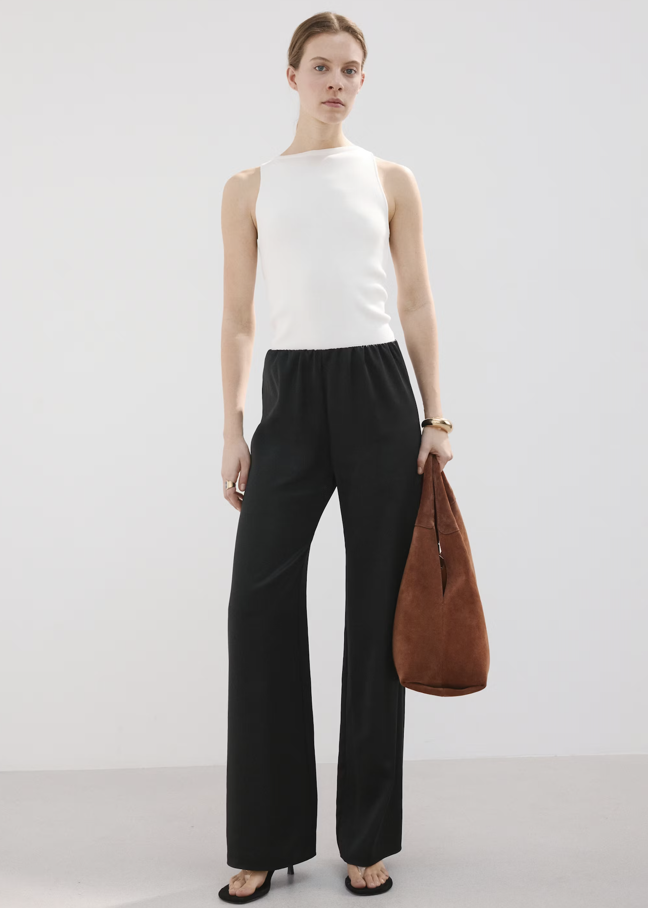 MANGO, Satin Straight-Fit Trousers