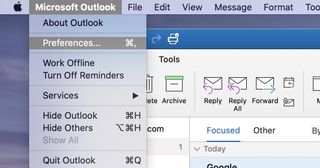 How to see disable image loading in Outlook on Mac by showing steps: Go to the Outlook app, click on Microsoft Outlook on the Toolbar, Select Preferences