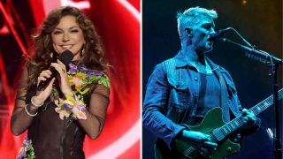 A composite photograph of Shania Twain and Josh Homme of Queens Of The Stone Age