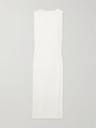 Capa Draped Open-Back Ribbed Jersey Maxi Dress