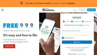 TurboTax website screenshot