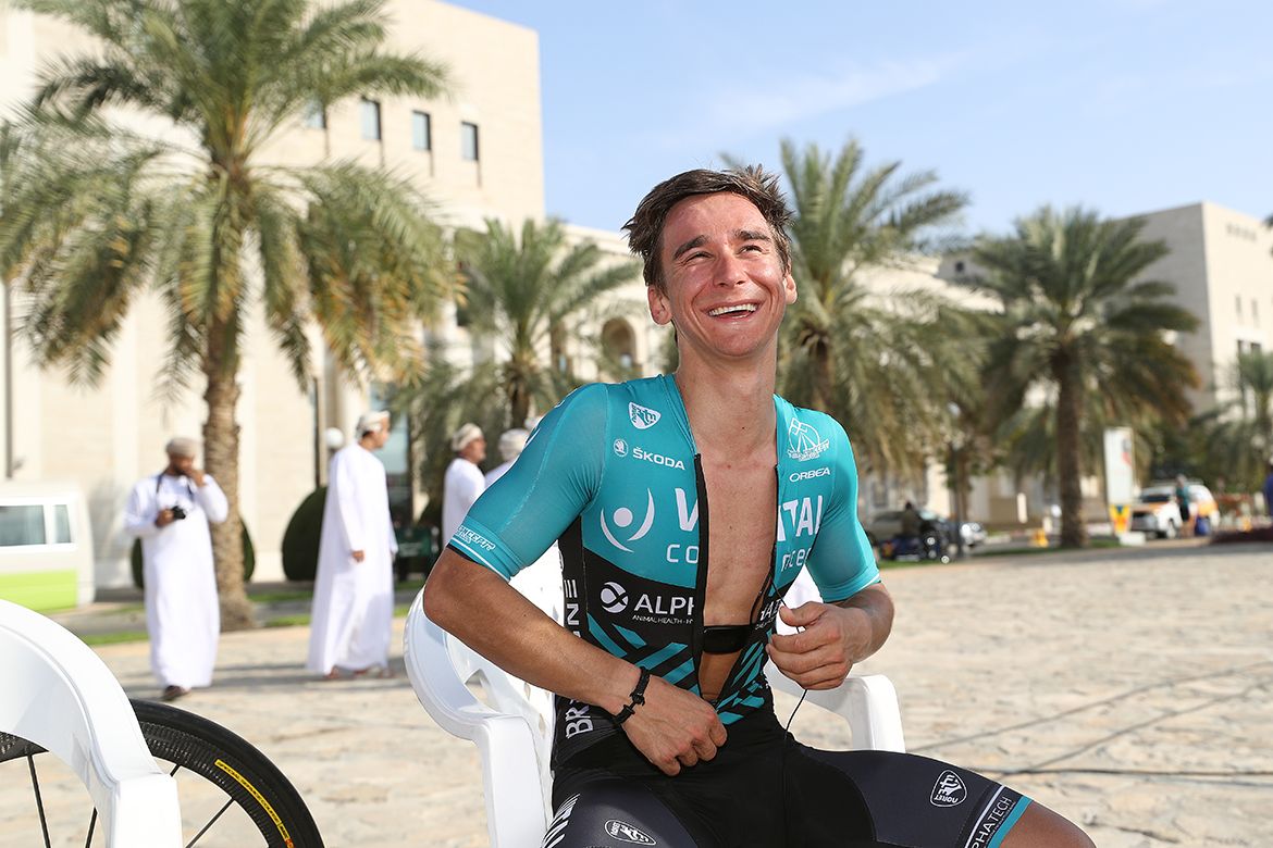 Bryan Coquard (Vital Concept) after victory on day one of the Tour of Oman.