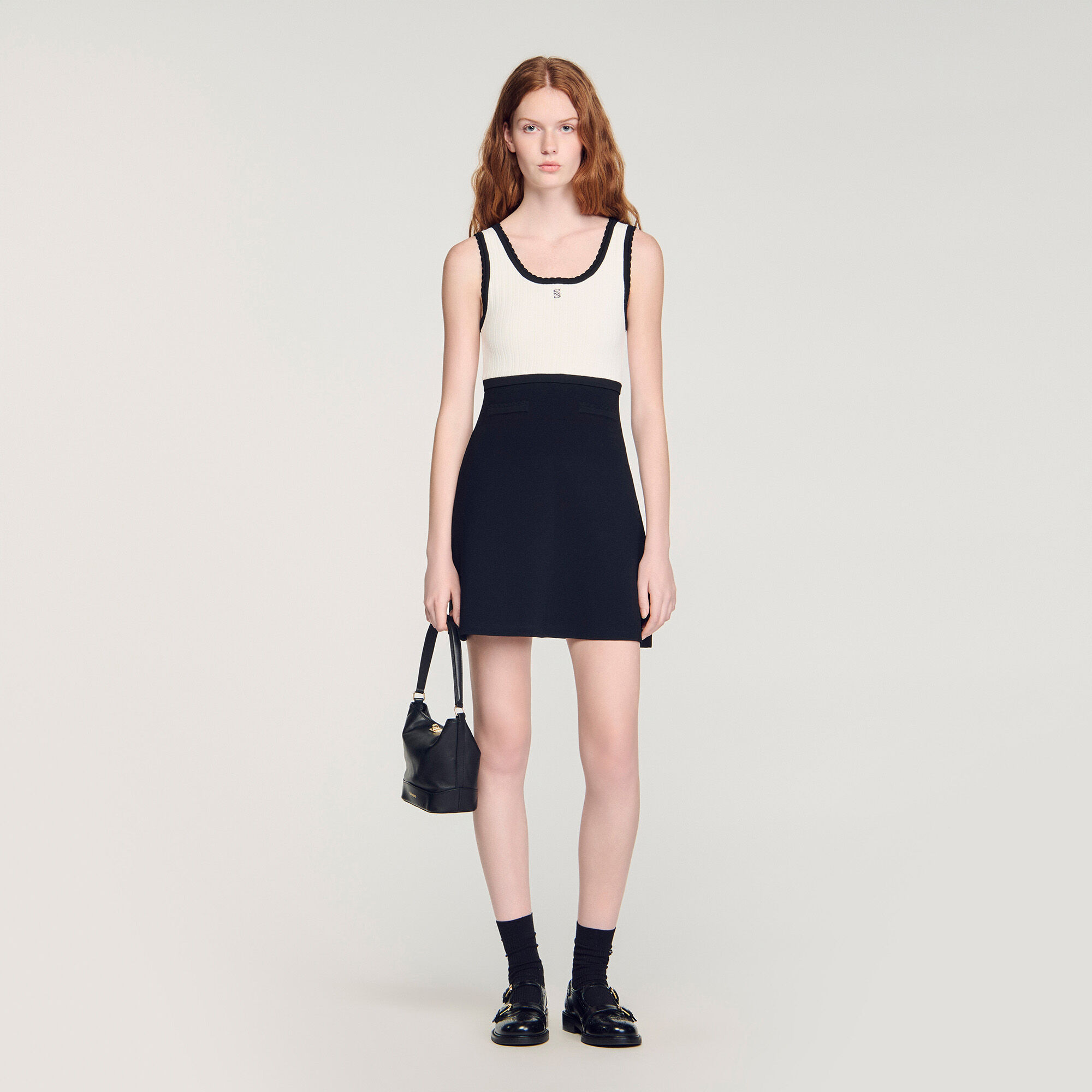 Two-Tone Knit Mini Dress