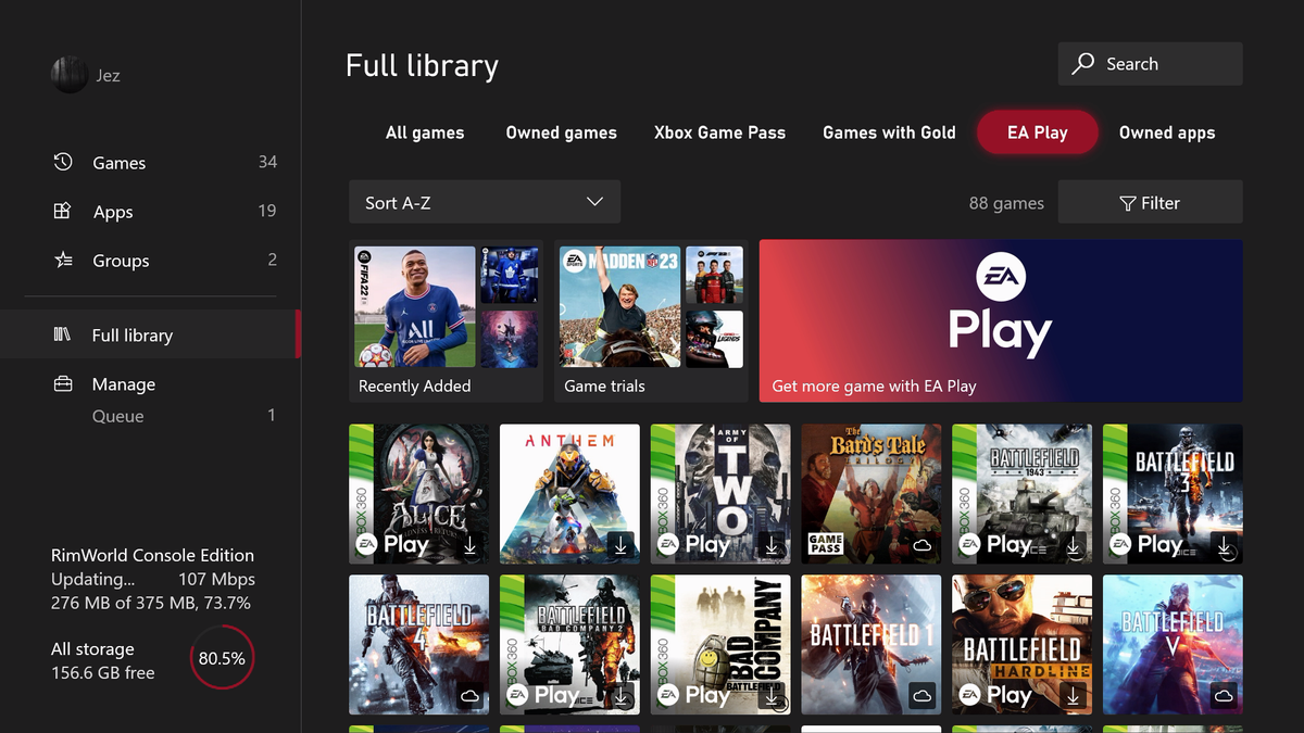 Xbox has revamped the Games & Apps library with a new interface