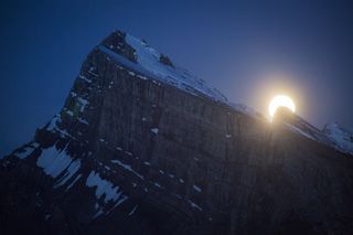 Supermoon Rises Over Banff National Park